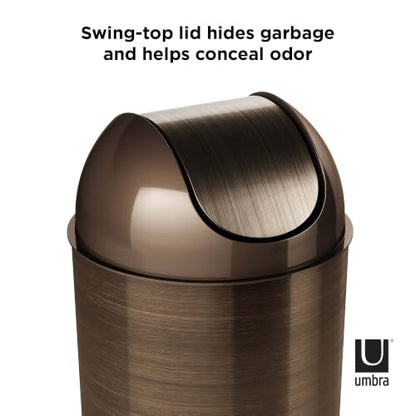 2.5 Gallon Bronze Swing Top Trash Can, Water Rust Dent Resistant