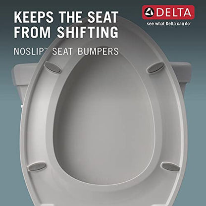 Delta Faucet Wycliffe Slow Close Round Toilet Seat with Non-Slip Seat Bumpers, Soft Close Toilet Seat Round, Toilet Seat Slow Close, White 801901-WH