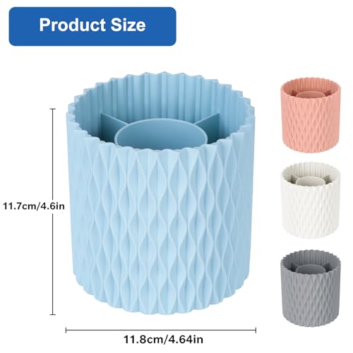 Makeup Brush Holder Organizer - 360° Rotating, 5-Slot Brush Cup for Cosmetics, Lipsticks, Pens | Vanity & Desk Organizer (Light Blue) - color: Light Blue