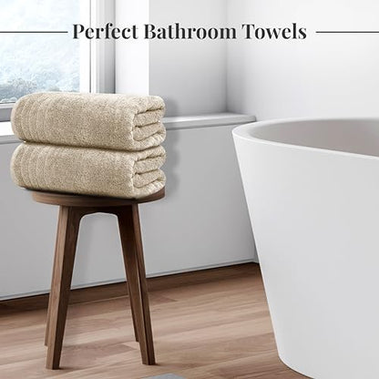 4 Piece Extra Large Bath Towels 30 x 60 Inches, Beige | 100% Cotton, Larger & Lighter Weight, Quicker to Dry, Super Soft and Absorbent, Perfect for Bathroom - color: Beige