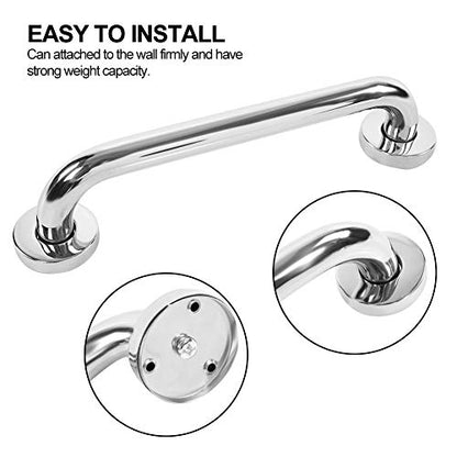 Stainless Steel Shower Grab Bar, 30cm/11.8 Inch, Curled Grip, Wall Mount, Non-Slip Safety Handle for Bathtubs and Showers