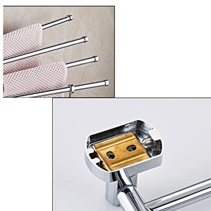 Modern Brass Chrome Swing Out Towel Bar, Folding Arm Swivel Hanger Bathroom Storage Organizer Rustproof Wall Mount, Swivel Towel Rack for Shower Room, Kitchen 3Bars - size: 3Bars