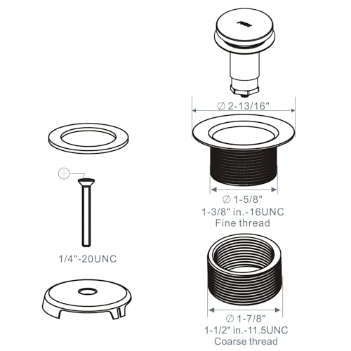 HIDROP Chrome Tip Toe Tub Drain Kit, 1-Hole Overflow Faceplate Replacement | Brass and 304 Stainless Steel Tub Drain, Universal Fine/Coarse Thread fit 1-3/8" or 1-1/2" Tub Drain, Bathtub Conversion Kit - color: Chrome, style: 1 Hole