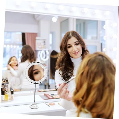 Ipetboom 10X Magnifying LED Makeup Mirror with Suction Cup Bathroom Tabletop Lighted Mirror for Cosmetics Adjustable Brightness Portable Design for Travel and Home Use - size: 40.00X20.00X8.00CM