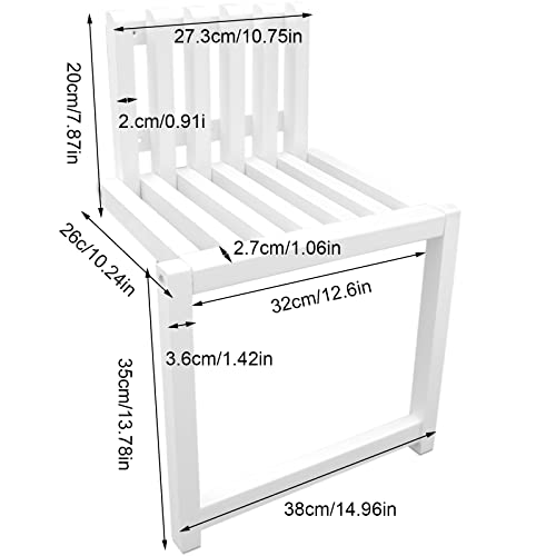 Foldable Wall-Mounted Chair, 330.69 Bearing 90° Foldable 3CM Thickness Solid Wood Invisible Shoe-Changing Stool with Support Legs for Various Occasion (White)