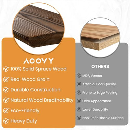 Acovy 36in Solid Spruce Wood Floating Shelves with Beveled Bottom Edges, Wooden Floating Shelf with Heavy-Duty Bracket for Living Room Bathroom Bedroom Kitchen, Rustic Brown, Set of 2 - color: Rustic Brown, size: 36"-2 Packs