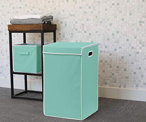 Simple Houseware Foldable Laundry Hamper Basket with Lid, Turquoise - color: Turquoise