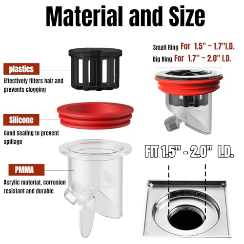 Odor Proof Floor Drain, Shower Drain Plus, Anti-Odor, Prevent Backflow, Prevent Odor Dispersion in Bathrooms, and Kitchens (Fit 1.5''-2.0'' Caliber) (1)