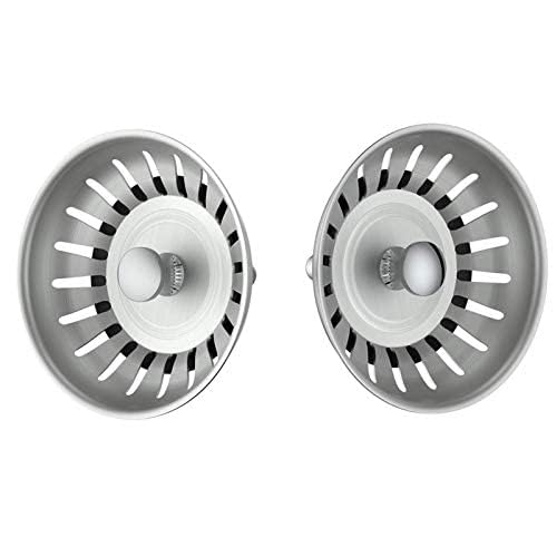 KANARY Stainless Steel Sink Strainer with Rubber Stopper(2-Pack, Stainless Steel) - color: Chrome, size: 2-pack