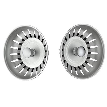 KANARY Stainless Steel Sink Strainer with Rubber Stopper(2-Pack, Stainless Steel) - color: Chrome, size: 2-pack