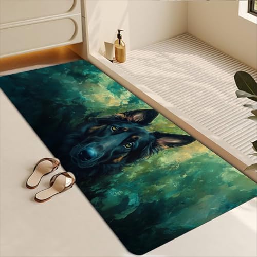 Bathroom Runner Mat Rugs Long,German Shepherd Cute Pattern Diatomite Stone Bath Mat Large Absorbent Diatomaceous Non Slip Fast Dry Bathroom Rugs 16x42in - color: Design10