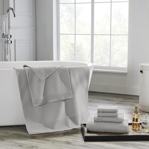 Modern Threads Waffle-Rib 6-Piece Towel Set – Premium Cotton Bath Towels, Ultra-Absorbent & Soft, Elegant Waffle Texture for Bathroom & Spa, Oyster - color: Oyster