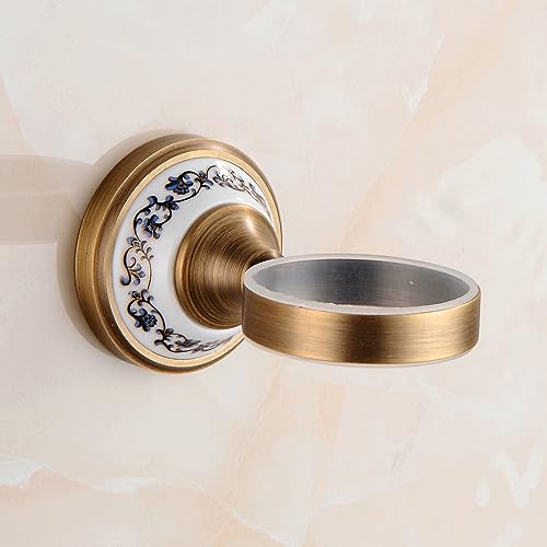 Antique Bronze Brass Toothbrush Holder Cup Holder with White Ceramic Tumbler, Wall Mounted Bathroom Hardware Accessories,Porcelain Design - color: Toothbrush Holder