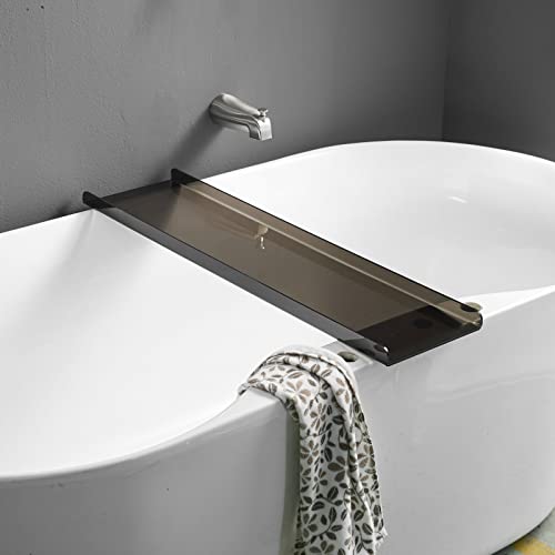 Acrylic Bathtub Tray Caddy, Clear Bath Tub Rack Shelf (Transparent Black) | Luxury Bathroom Organizer Tablet Holder for Soap Perfume Skincare, Bath Accessory, Easy to Clean - color: Transparent Black