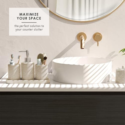 Clara Clark Beige Bathroom Set - Bathroom Sets with Shower Curtain and Rugs, 21PC Bathroom Accessory Set, Shower Curtain Set with Soap Dispenser & Toothbrush Holder - color: Beige, size: Complete Set + Bath Rugs
