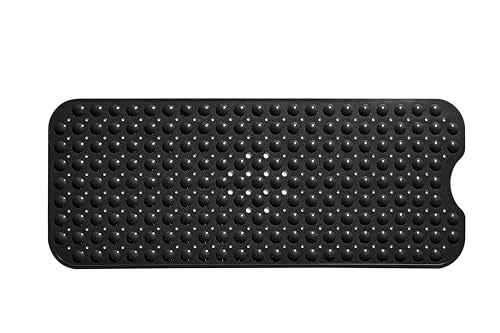 Extra-Long Non-Slip Bathtub & Shower Mat 39”x16” (Smooth/Non-Textured Tubs Only) Safe, Clean, Machine-Washable, Superior Grip&Drainage, Vinyl, Opaque Black - color: Opaque Black, size: 39" x 16" (Rectangular)