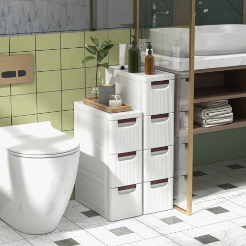 3-Drawer Narrow Storage Cabinet, Slim Rolling Cart (7.5"x16.5"x22.5") | Mobile Plastic Cart Container | Pull Handles & Built-in Wheels | For Living Room, Kitchen, Bathroom, Office - size: 7.5"x16.5"x22.5" (3 Drawer)