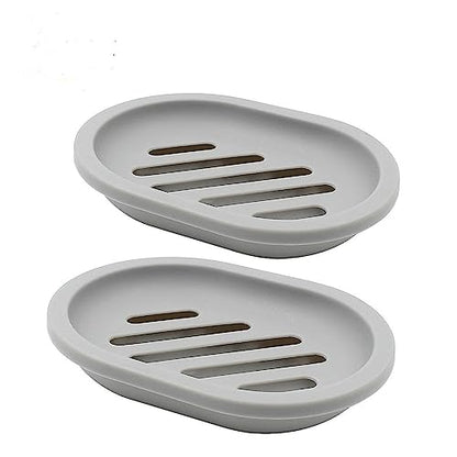 Topsky 4pcs Soap Dish with Drain, Soap Holder, Soap Saver, Easy Cleaning, Dry, Stop Mushy Soap (Grey) - color: Grey 4pcs