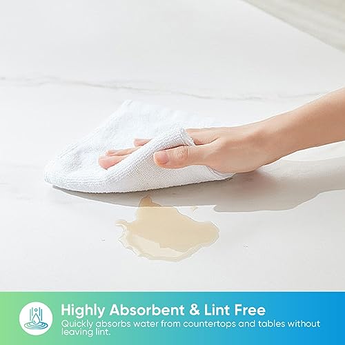 HOMEXCEL 24PK Microfiber Cleaning Cloth, Cleaning Rag for Home, 11.5x11.5in | Reusable, Lint Free, Scratch-Free and Highly Absorbent Towels for Kitchen, Window and Glass, Cars, White - color: White