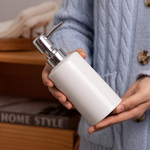 FE Soap Dispenser, 300ml/10oz Ceramic Liquid Soap Pump Dispenser, Refillable Dish Soap Dispenser for Kitchen Bathroom Washroom (White, 2 Pack) - color: White, 2 Pack