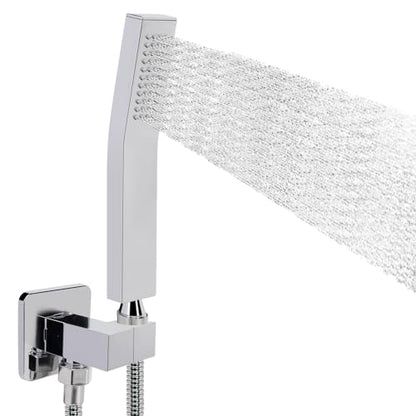 NearMoon Hand Held Shower Head, Luxury High Pressure Shower Kit with Wall Connector and Hose Set, for Bathroom Showering System Contemporary Square Style (Chrome Finish) - color: Chrome Finish