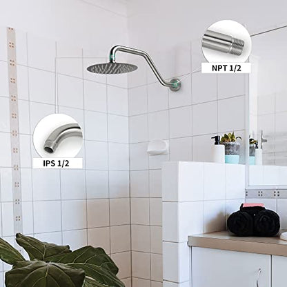 Shower Head Extension Arm,15.5 Inch Shower Arm Extension Replacement,Stainless Steel S Shape Shower Arm with Flange,Brushed Nickel,9Z2MK - color: Brushed Nickel, style: Z Shaped