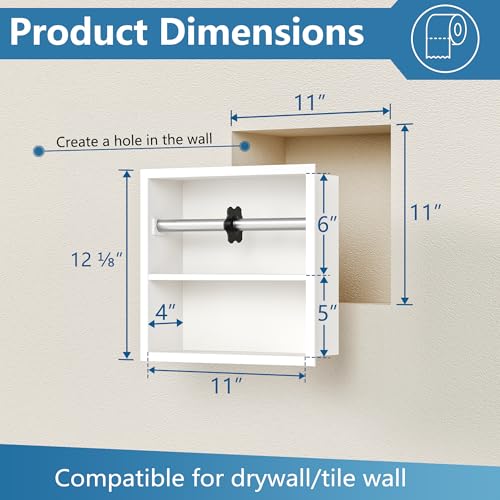 Neodrain White Recessed Toilet Paper Holder,Double Layer Wet Tissue Holder | Space-Saving Wall Niche Cabinet Storage, Rustproof & Durable,For Bathroom, Kitchen & Vanity - color: White
