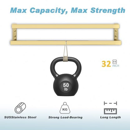 Alise Double Towel Bar, 32" Double Towel Racks for Bathroom, Brushed Gold | Bathroom Towel Rack Wall Mounted, 3.54" Wide Faster Drying, Ladder Design, SUS304 Stainless Steel - color: Brushed Gold, size: 32-inch