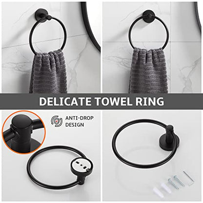 BGL Bathroom Hardware Set Matte Black 4-Pieces Bathroom Towel Rack 24 Inches Adjustable Bathroom Accessories Set - color: Matte Black, size: 4 PIECES