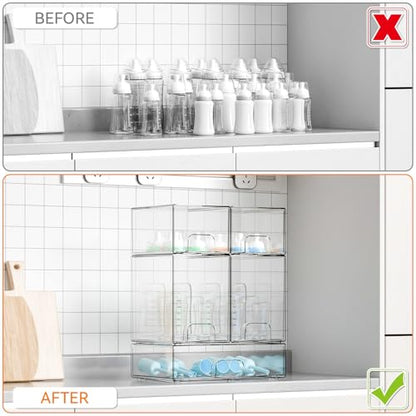 5 Set Clear Stackable Storage Drawers and Acrylic Drawer Organizer,BPA Free Baby Bottle Organizer for Countertop and Bottle Station Organizer for Breast Pump Parts,Pacifier and Baby Accessories - style: 5 PACK