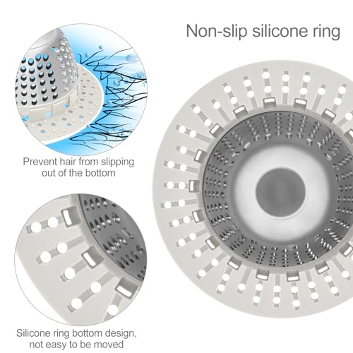 LEKEYE Shower Drain Hair Catcher/Shower Drain Cover/Drain Protector for Pop-Up & Regular Drains(Light Gray) - color: Light Gray