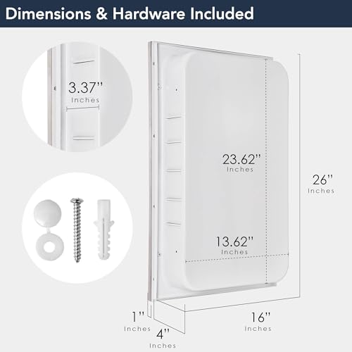 Head West Brushed Nickel with Chrome Recessed Medicine Cabinet Mirror 16"x26"- Stainless Steel Bathroom Mirror with Storage, Beveled Edge, and Adjustable Shelves - Small Medicine Cabinets for Bathroom