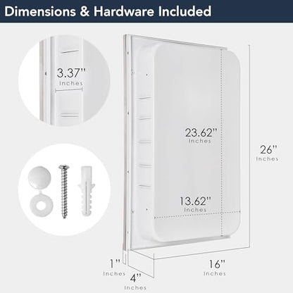 Head West Brushed Nickel with Chrome Recessed Medicine Cabinet Mirror 16"x26"- Stainless Steel Bathroom Mirror with Storage, Beveled Edge, and Adjustable Shelves - Small Medicine Cabinets for Bathroom
