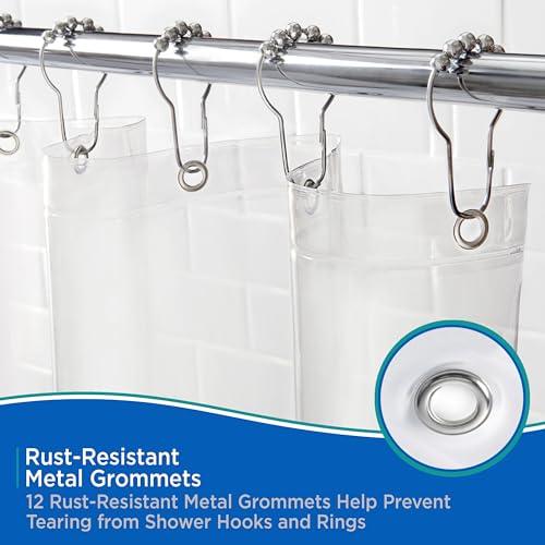 Kenney KN61455 Heavyweight 8 Gauge Waterproof PEVA Shower Curtain Liner with Rust-Resistant Metal Grommets and Weighted Magnetic Hem for Bathroom, 70" W x 72" H, Clear - color: Clear, size: 70.9"W x 72.1"L (Pack of 1)