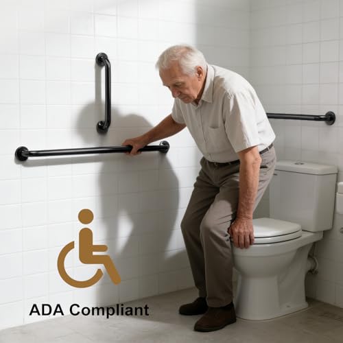 Grab Bar Bundle Black for Commercial Residential Restrooms - ADA Compliance - 304 Stainless Steel -1.5" Diameter - 18", 36", 42" - Pack of 3 - color: Black