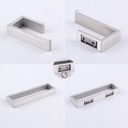 GERZWY Contemporary Stainless Steel Wall Mounted 2-Piece Bathroom Hardware Set - Towel Rings Toilet Paper Holder, Brushed Finish HG1708-2LS - color: Brushed