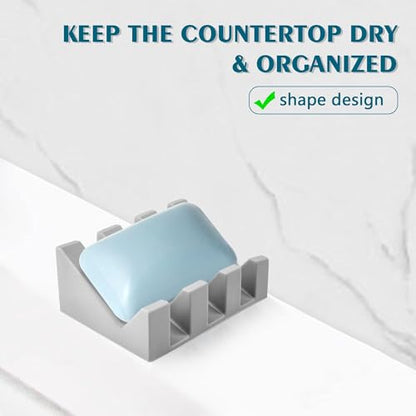 Self Draining Soap Dish Holder,Silicone Soap Dish,for Bathroom,Kitchen, Sponges，Can Extend Soap Life，Keep Soap Bars Dry and Easy Cleaning (Light Grey,1-Pack) - color: Light Grey,1-pack