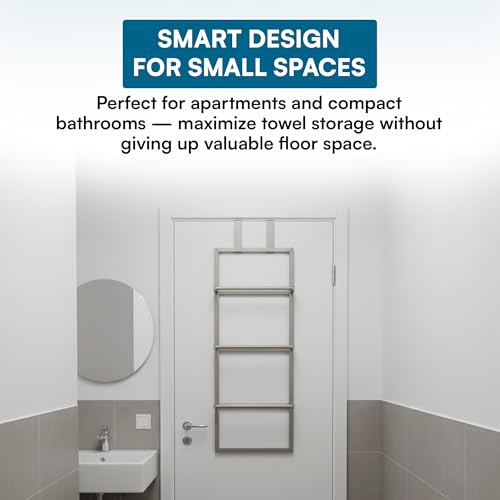 Honey-Can-Do Over-The-Door 3-Tier Towel Rack - Chrome Steel Bathroom & Closet Storage Organizer for Hanging Towels, Clothes, Robes