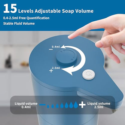 Automatic Soap Dispenser Touchless, Hands-Free, Multi Adjustable Volume, Long Battery Life, Compatible with Thick & Thin Dish/Hand Soap for Bathroom and Kitchen, Easy for Toddlers, Blue - color: Matte Blue