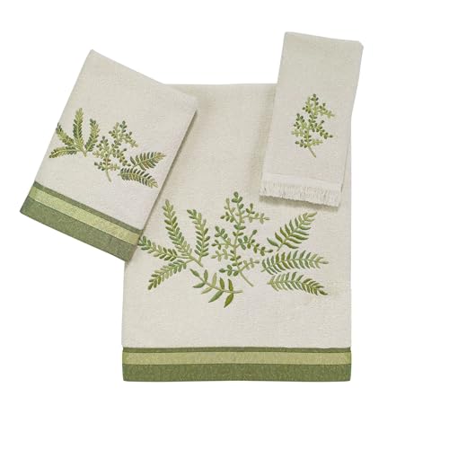 Avanti Linens - Bathroom Towel Set, 100% Soft and Absorbent Cotton Hand, Fingertip & Bath Towel, Nature-Inspired Home Decor, Set of 3 (Greenwood) - color: Greenwood, size: 3-Piece Towels