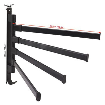 Swivel Towel Rack, Wall Mounted Aluminum Matte Back Towel Bar, Towel Holder with Bottom Hook and Multi Arms for Coats, Clothes, Handbags, Umbrellas(4 Rods) - color: 4 Rods