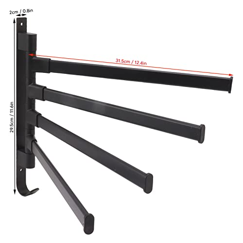 Swivel Towel Bar, 180° Rotary Aluminum Wall Mount Rack Rail with Hook Space Saving Organizer Hanging Swing Out Hanger Support for Bathroom, Hotel, Kitchen (4 Arms) - color: 4 Arms