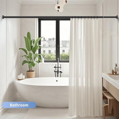 Black Shower Curtain Rod 34-96 Inches(2.8-8ft) Never Rust Adjustable Shower Rod Spring Tension Non Slip No Drilling Shower Rods for Bathroom Garland Window - color: Matte Black, size: 34”-96“