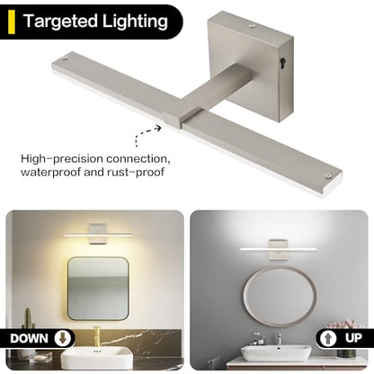 18 Inch Vanity Lights for Bathroom Brushed Nickel Over Cabinet Arm Extra Wide LED Bar 5CCT 2900K 6000K ETL IP44 - color: Brushed Nickel- 5CCT& Dimmable, size: 18-inch