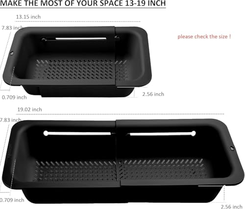 LASSHSWA Collapsible Colander for Kitchen, Over the Sink Strainer Basket for Kitchen, Fruit Pasta Food Strainer Expandable Plastic Colander BPA Free (Black) - color: Black