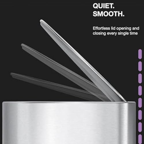 simplehuman Semi-Round Step Can, 6L / 1.6 Gallon Bathroom Trash Can, Liner Pocket®, Sleek Internal Hinge, 150,000-Step Pedal, Lid Shox® Silent Close, Brushed Stainless Steel - color: Brushed Stainless Steel