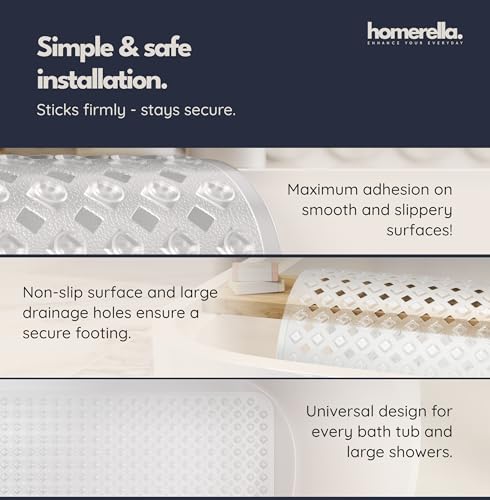homerella Bathtub Mat Non Slip 28x16 Shower Mat Non Slip Anti Mold BPA Free - color: Clear, size: 27.6" x 15.7" (Rectangular)