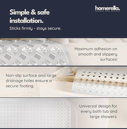 homerella Bathtub Mat Non Slip 28x16 Shower Mat Non Slip Anti Mold BPA Free - color: Clear, size: 27.6" x 15.7" (Rectangular)