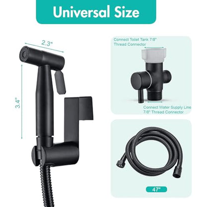 VARMHUS Handheld Bidet Sprayer for Toilet-Adjustable Water Pressure Stainless Steel Sprayer Ki,Bidet Hose Attachment for Feminine wash (Matte Black)