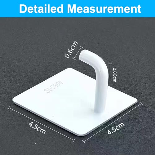 Adhesive Towel Hooks Heavy Duty Wall Hangers 6 Pack, Waterproof Stick-On Towel Holders for Bathroom, Kitchen, or Home Use, Stainless Steel Self-Adhesive Hooks for Hanging, White